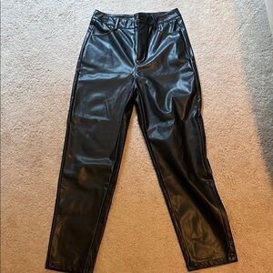 SHEIN Sleek Black Leather Pants